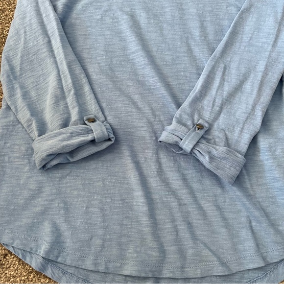 Chicos blouse womens medium 1 bule 3/4 sleeve scoop neck the ultimate tee casual - Picture 5 of 9